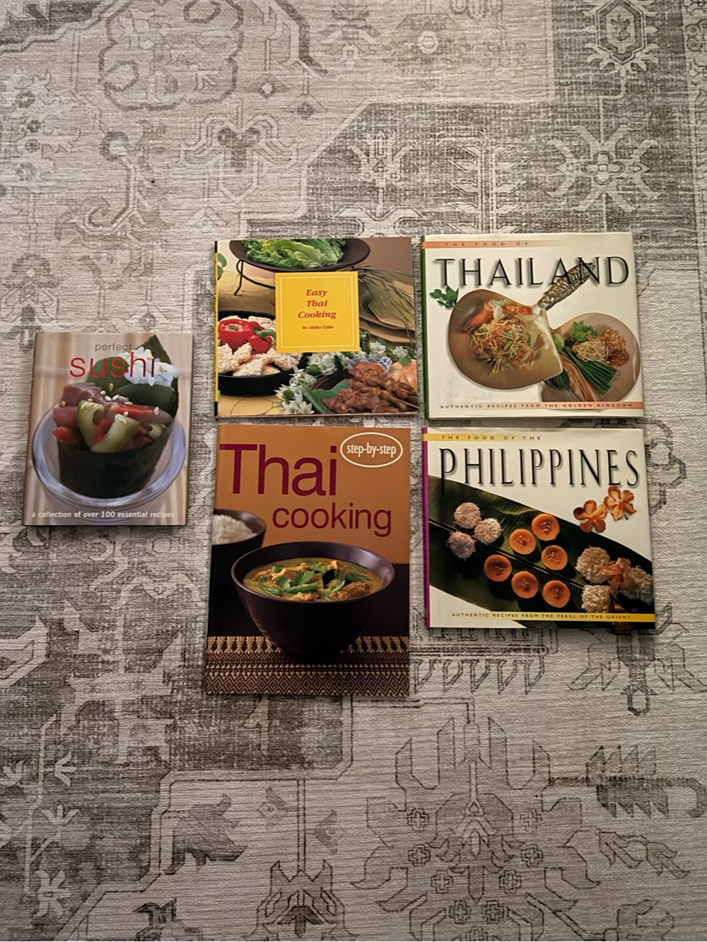 Asian cookbooks bundled - Thai, Japanese (sushi) & Filipino dishes